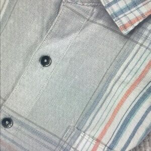 Tommy Bahama Pale Blue Button-Down with Multi-Stripe Accents